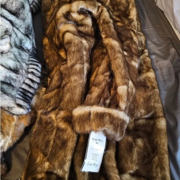 NWT Pamela McCoy XS Full Length Replica Mahogany Mink Faux Fur Coat - Picture 4 of 6